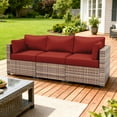 thumbnail image 6 of Kimunuk Outdoor Replacement Cushions for Patio Furniture, 4" Foam High-Density, 8-Piece Water-Resistant Outdoor Cushion for 3-Seat Sectional Patio Conversation Sets, Liner&Cover, Terra Red, 6 of 7