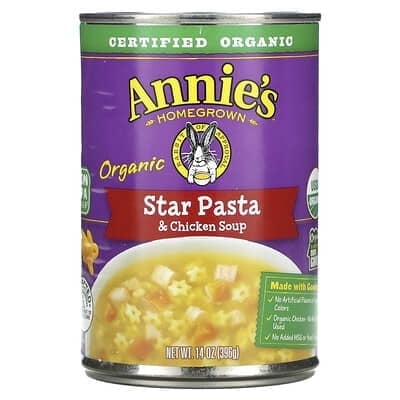 Annie's Homegrown, Organic Star Pasta & Chicken Soup, 14 oz Pack of 4