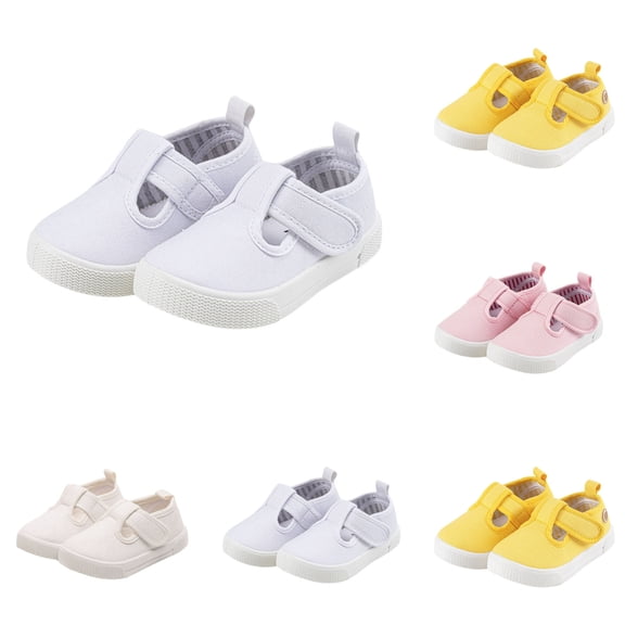 LYHaoo Girls Casual Canvas Shoes Soft Soled Slip-On Sneakers Kids Walking Shoes for Everyday Play,Beige,Sizes 5(5.31") Little Kid