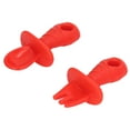 thumbnail image 4 of Cuchara de silicona para bebé, utensilio masticable de seguridad de grado alimenticio, cuchara de silicona suave, tenedor para aliviar la ansiedad del bebé, color rojo, 4 of 14