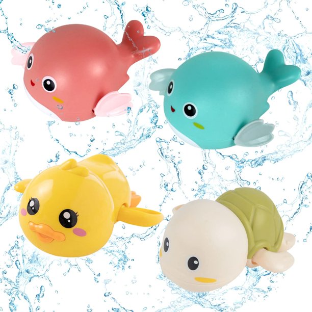 Paquete de 4 juguetes de baño, juguetes de baño para bebé, juguetes de baño, juguetes flotantes de animales, juego de agua para piscina, juguetes de ducha para niño niña, juguete de bañera, regalo par