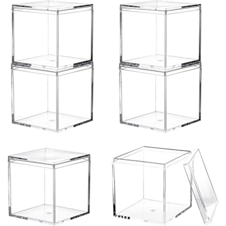 Chok 4Pcs Acrylic Box Small Clear Acrylic Box, Small Plastic Square Cubes  with Lid, Storage Boxes, Organizer Containers for Candy Pills and Small  Jewelry 