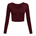 thumbnail image 3 of DuoJiaJ Women's V Neck Long Sleeve Slim Fitted Crop Tops Soft Layering Basic Shirt Red XL, 3 of 4