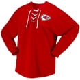 thumbnail image 2 of Women's  Red Kansas City Chiefs Super Bowl LVIII Champions Lace-Up Long Sleeve Jersey T-Shirt, 2 of 3
