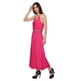 thumbnail image 4 of Moomaya WoMen's Spaghetti Strap Side Slit Dress Plus Size Solid Clothing, 4 of 6