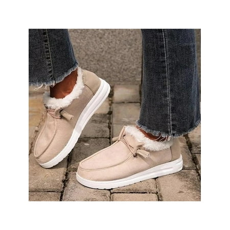 

Audeban Women s Faux Boots Slip on Sneaker Shoes Outdoor Plush Slipper Loafer