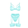 thumbnail image 4 of Gibobby Lenceria mujer sexy Liguero con Medias y Tanga Lingerie Set de Dormir Mujer Lenceria Mujer Talla Grande Mujer Sexy Bralette y Tanga Pijamas en Pareja(Azul celeste, CH), 4 of 5