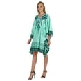 thumbnail image 3 of Bimba Printed Caftan Gown Maxi Robe Dress For Women Beachwear Short Swimsuit Cover Up, 3 of 7