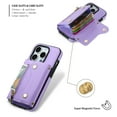 thumbnail image 3 of Decase Phone Case for iPhone 15 Pro Zipper Wallet Cover with Card Holder Slot Shoulder Crossbody Strap Long Lanyard Leather for Women Men,Purple, 3 of 9