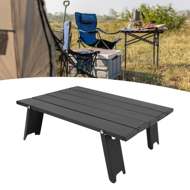 Table de Plage Pliable, Table de Pique-Nique Mini Compacte en Alliage d'Aluminium Nylon Résistante à la Chaleur Rectangulaire avec Sac de Transport pour Extérieur