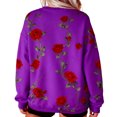 thumbnail image 7 of Womens Valentines Day Oversized Sweatshirt Floral Long Sleeve Graphic Shirts Crewneck Cute Pullover Sweater Tops, XL Purple, 7 of 7