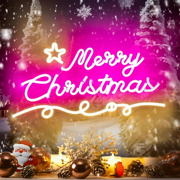 Pink Merry Christmas Led  Light Sign USB Powered, for Holiday Festival Home Living Room Bedroom Party Wall Window Decor