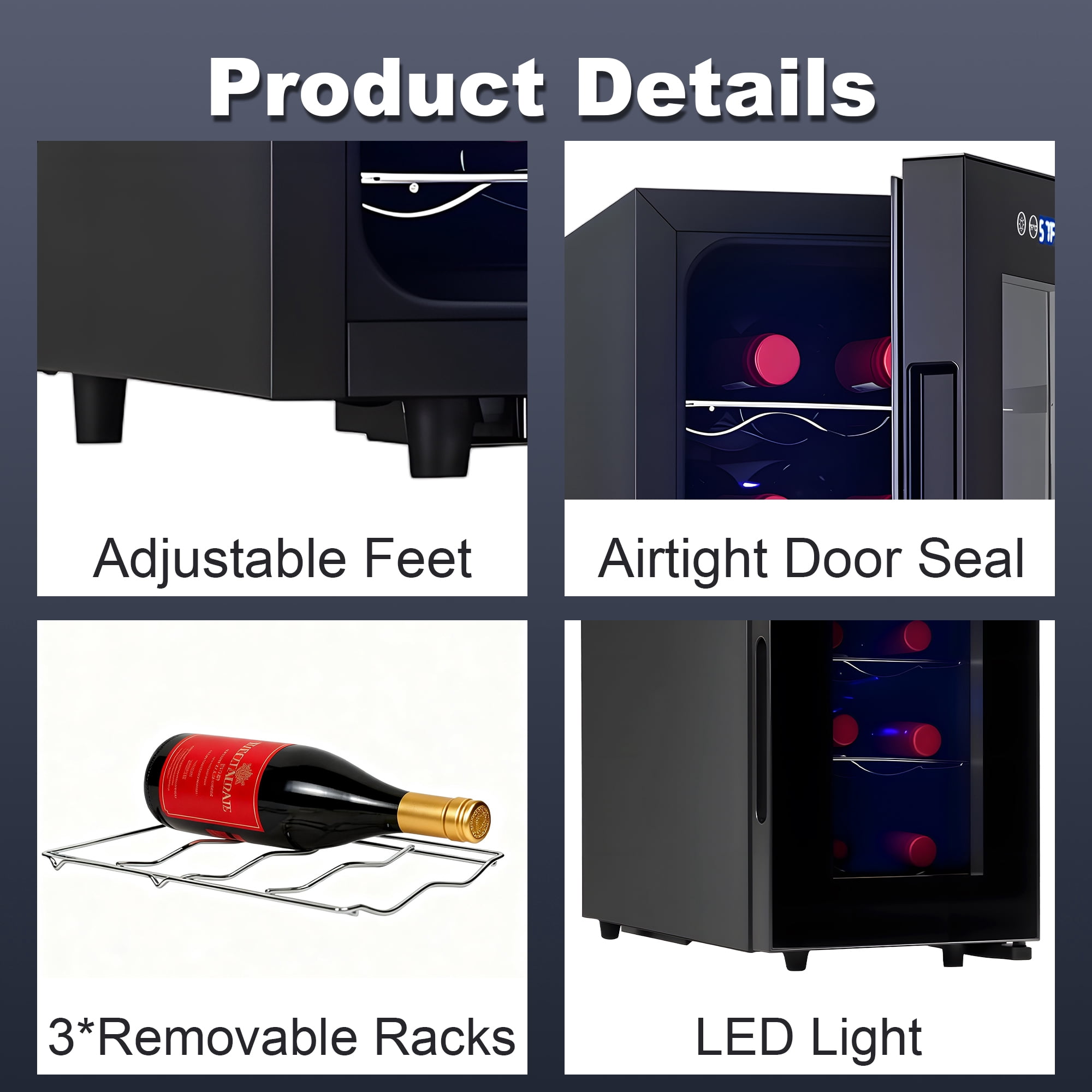 IceBlue Portable 6-Bottle Wine Cooler,  Digital Temperature Control(10-18°C) ,LED Screen, Drink refrigerator,, Car and Home Use