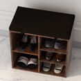 thumbnail image 4 of Shoe Storage Bench, 5 Cubbies Shoe Bench with Cushion, 20 Inch Entryway Shoe Organizer, Cubby Shoe Rack with Adjustable Shelves for Entryway Hallway Bedroom Apartment, Rustic Brown, 4 of 7