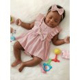 thumbnail image 3 of Aojekbee Baby Girls Rompers Solid Color Ruffles Sleeveless Crew Neck Bowknot Skirt Hem Infant Bodysuits Jumpsuits with Headband, 3 of 8