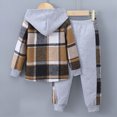 thumbnail image 4 of Toddler Boys Outfit Sets Casual Kids Fall Winter Clothes Long Sleeve Plaid Hoodies and Sweatpants 3T 4T 5T 6T 7T Toddeler Boys Winter Clothes,Grey,5 Years, 4 of 9