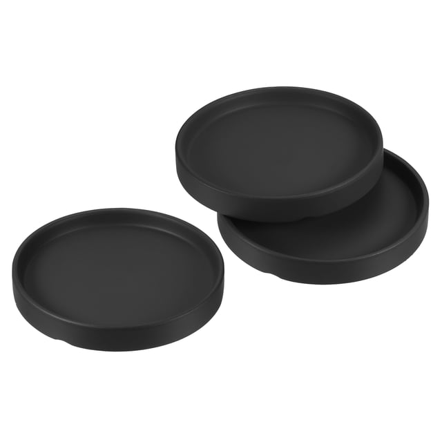 Unique Bargains Plant Pot Saucer 5 Inch, Ceramic Round Flower Tray for Indoor, Black 3 Pack