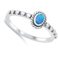 thumbnail image 4 of CHOOSE YOUR COLOR Oval Blue Simulated Opal Bali Ring .925 Sterling Silver Band CZ Female Size 7, 4 of 4