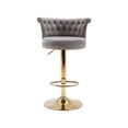 thumbnail image 2 of Bar Stools Set of 2, Swivel Counter Height Bar Stools with Adjustable Height and Footrest, Button Tufted Back Bar Chairs with Nail Trim Decoration for Home Bar Kitchen Island Cafe Pub, Gray, 2 of 9