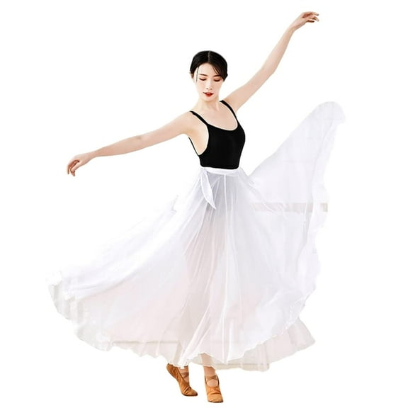 YM YOUMU Women 720 Degrees Full Circle Long Swing Chiffon Sheer Wrap Dance Skirt for Modern Dance Photographs