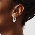thumbnail image 3 of 925 Sterling Silver Anti-Tarnish Coating Women's 4mm Polished & Textured Twisted Hoop Earrings | 19mm, 3 of 4