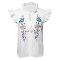 thumbnail image 5 of DHFJKG Tank Tops For Women Summer Bohemian Floral Embroidery Sleeveless Ruffle Lace Up Graphic Tee Beach Vacation Clothes Soft Tops, 5 of 6
