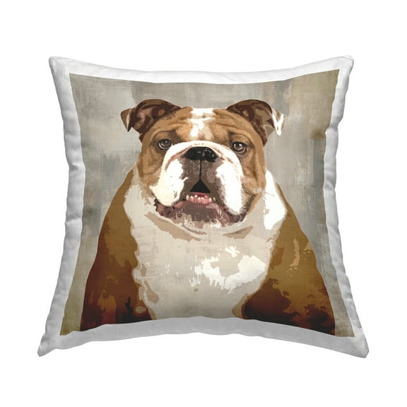 Stupell Industries Pet Bulldog Portrait Abstract Beige Pattern Country Brown,18 x 7 x 18 Decorative Pillows