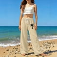 thumbnail image 2 of BOOMNY Girls Linen Pants Wide Leg Summer Beach Pants for Girl Trendy Hawaiian Graphic Elastic Waist Casual Jogger Pant With Pocket, 2 of 4