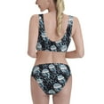 thumbnail image 5 of High Waisted Bikini Sets For Women, White Jellyfish Print Black Swimsuits Tummy Control, Two Pieces Bathing Suit, 5 of 8