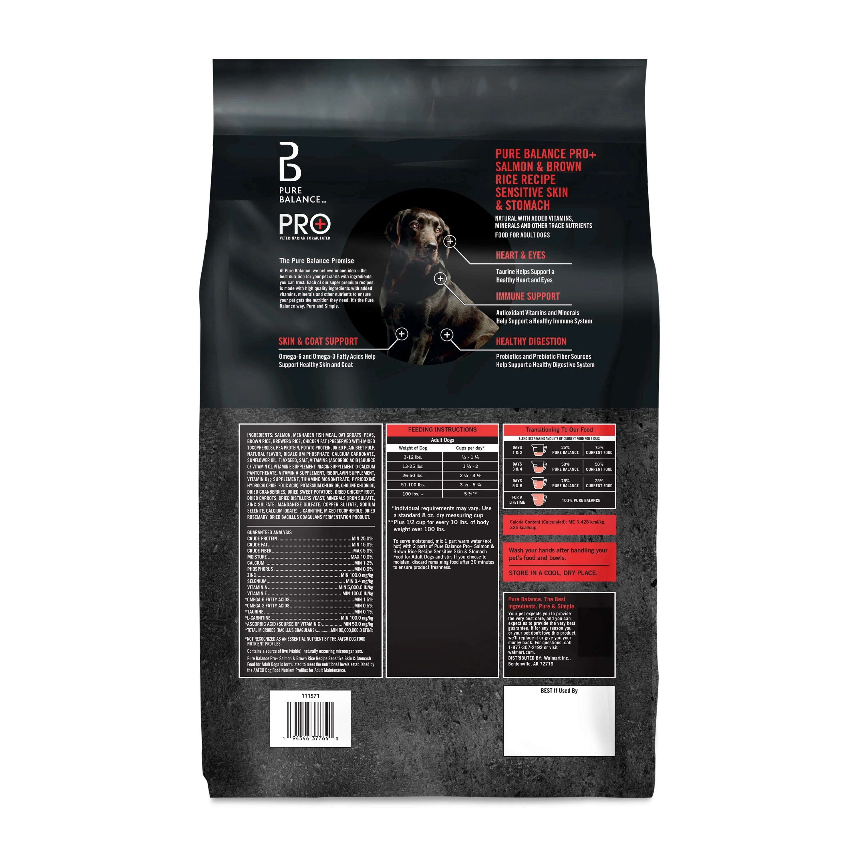 Pure Balance Pro+Sensitive Skin and Stomach Salmon & Rice Recipe Dry Dog Food, 16 lb