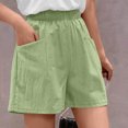 thumbnail image 3 of Cethrio Kids Girls Shorts with Pockets, Relaxed Elastic Waist Casual Summer Shorts Green Size 5-6 T, 3 of 7
