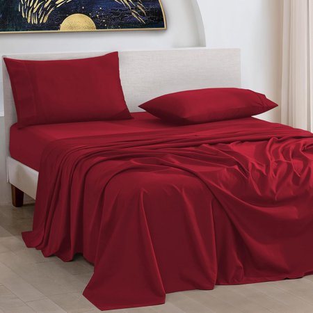 XIANMM 1000 Thread Count King Bed Sheets Egyptian Cotton Sheet Set, Long Staple Soft & Breathable, 4 Pc Bed Sheet Sets, Luxury Hotel Sateen Sheets Fits 16" Deep Pocket - Burgundy