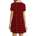 thumbnail image 5 of Red Womens Brunch Dresses Short Sleeve Dresses for Women Crewneck Spandex Midi Knee High Loose Fit Plaid Summer Fall Dresses 2025 Clothes Country Concert L, 5 of 5