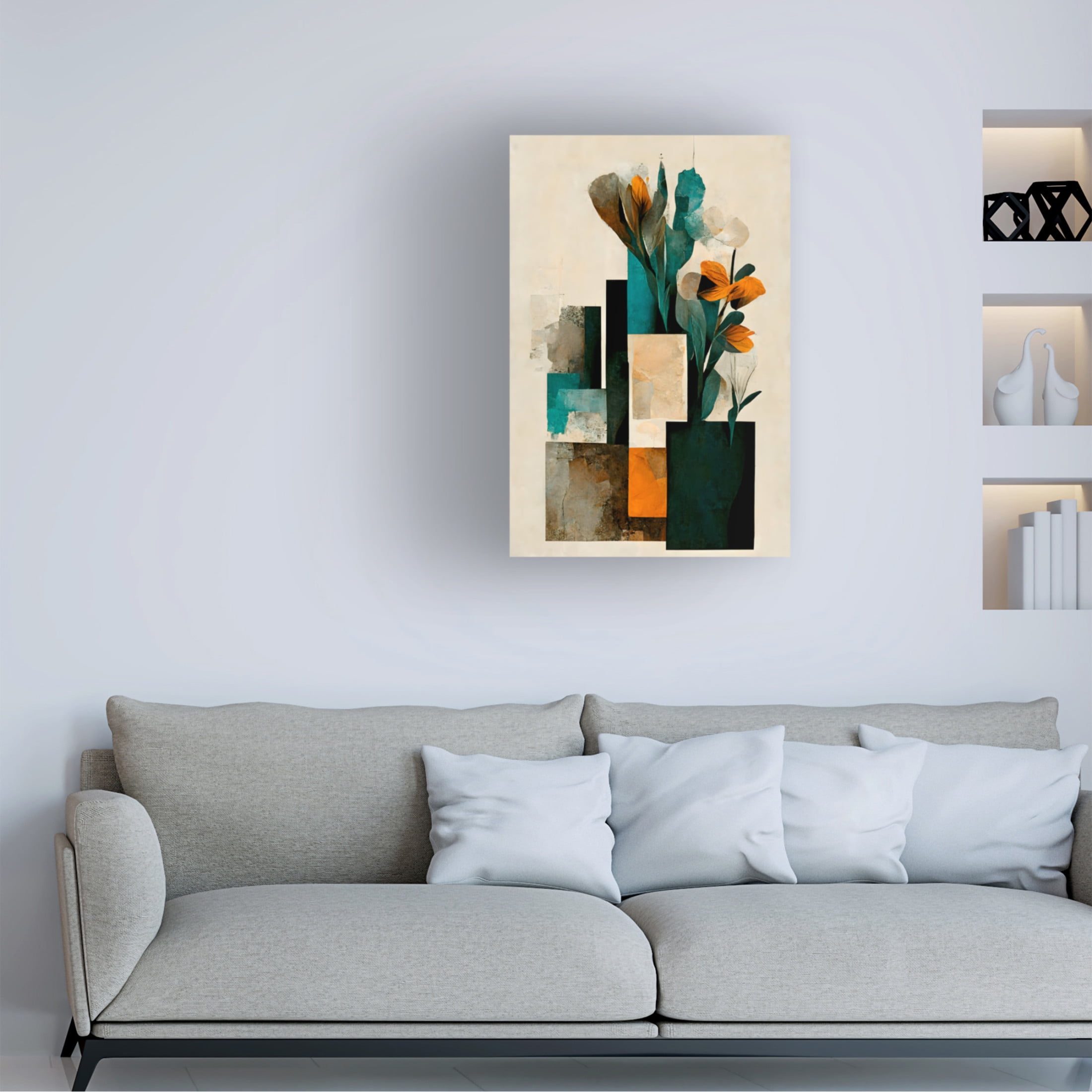 Canvas Wall Art - Treechild 'Cubes And Flowers' Wall Art for Living Room, Bedroom, or Office D?cor by Trademark Fine Art - 12 x 19 Inches