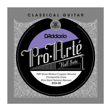 Composite Core - D'Addario XCX-3B Pro-Arte EXP Coated Silver Plated Copper on Composite Core Classical Guitar Half Set, Extra Hard Tension