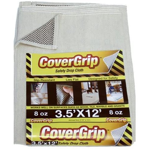 CoverGrip 351208 8 oz Canvas Safety Drop Cloth, 3.5' x 12' by CoverGrip