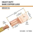 thumbnail image 2 of SELTERM 3/0 AWG 1/4" Ring Battery Cable End Terminal Lugs Bare Copper 10ea, 2 of 3