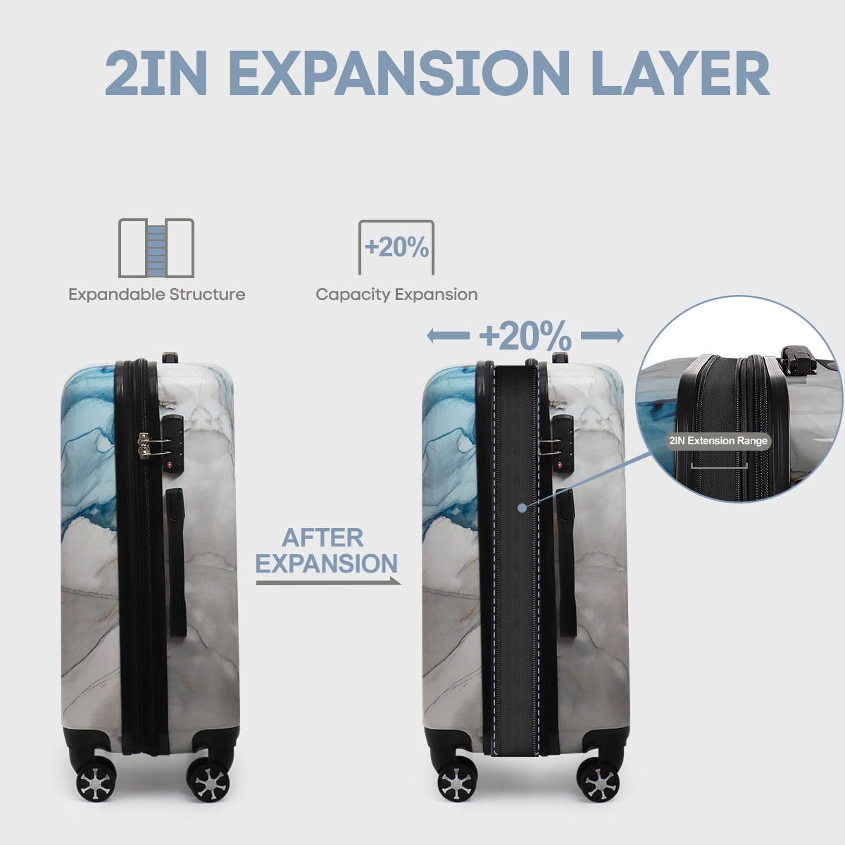28 Inch Large Checked Luggage Expandable Suitcase with Spinner Wheels & TSA Lock Lightweight Durable PC Hardshell Rolling Suitcase,0028#19
