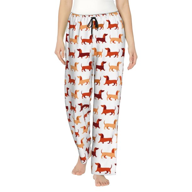 Balery Dachshund Walking Pantalones de pijama para mujer, pijamas ultraligeros, pantalones de estar por casa-Small