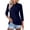 Navy, variant on Women's Solid Color Polo Shirts 3/4 Sleeve Button Down Collared Shirts Business Casual Work Tops Athletic Tennis Golf Shirt 3 Buttons Spring & Autumn Work Basic Blouse Blue L