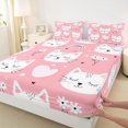 thumbnail image 5 of Manfei Kawaii Pet Queen Sheets, Boho Spring Flower Queen Sheet Sets, Pink White, 4pcs, 1 Flat Sheet, 1 Fitted Sheet and 2 Pillowcases, 5 of 6