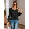 thumbnail image 5 of Weardear Women's Long Puff Sleeve Tunic Tops Pleated Crew Neck Blouses Dressy Casual Fall Blouses, 5 of 8