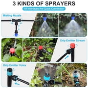 TERRALYX 230ft Drip Irrigation System with Quick-Connect,33ft 1/2 Mainline 197ft 1/4 Tubing Drip Irrigation Kit and 3 Nozzle Types Irrigation System for Garden,Flower Bed,Raised Bed,Greenhouse