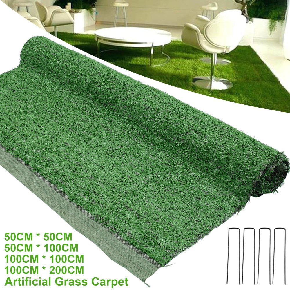 Artificial Grass Carpet High Density Fake Grass Mat 1cm Grass Height Artificial Grass Carpet Natural False Grass Rug Roll Lawn for Outdoor Garden Yard Lawn