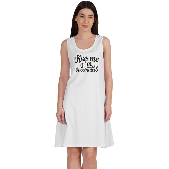Inkmeso Kiss Me I™m Vaccinated T-shirt Funny Pro Vaccine Summer Scoop Neck Dress