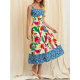 thumbnail image 7 of Raccmtaty Women’s Summer Long Dress Bohemian Print Sleeveless Square Neck A-line Dress Flowy Beach Dress, 7 of 7