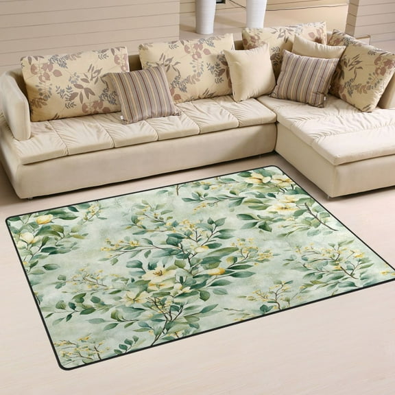 Seamless Branch Pattern Soft Polyester Area Rug 31''x20'', Non Slip, Memory Foam, Water Absorbent