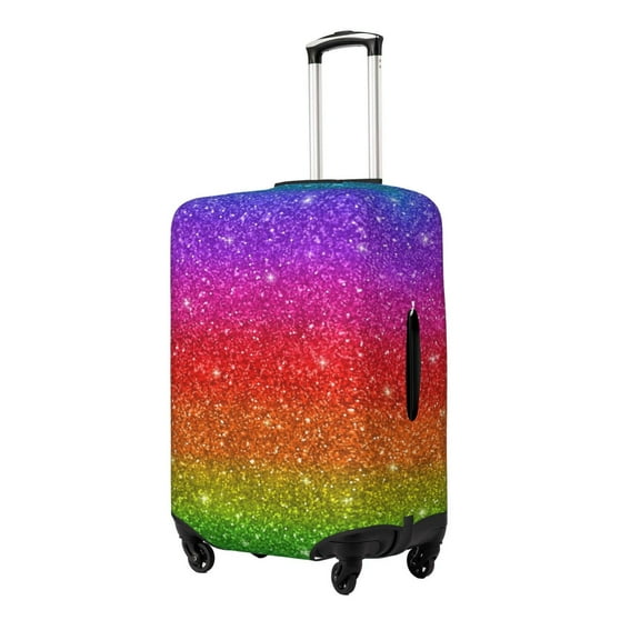 Gukieu Rainbow Glitter Print Suitcase Protective Cover, Elastic Zipper Buckle Suitcase Protective Cover, Suitable for Travel, Business Trip-Small