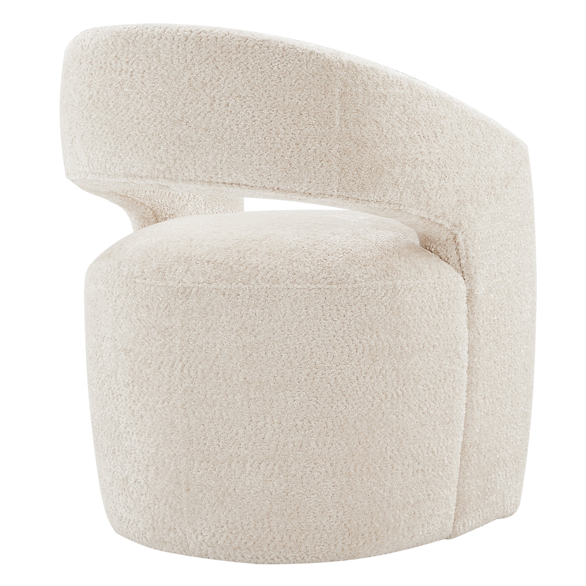 CHITA Modern Dining Chair with Caster Wheels & Open Back, Upholstered Dining Room Chairs, Fabric in Beige