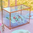 thumbnail image 2 of Small .‘‘ x .‘‘ x .‘‘ Glass Card Box with Slot & Lock for Wedding Reception Geometric Clear Envelops Box Suitable for x es Cards Gold (Slot Length cm) Handmade, 2 of 9